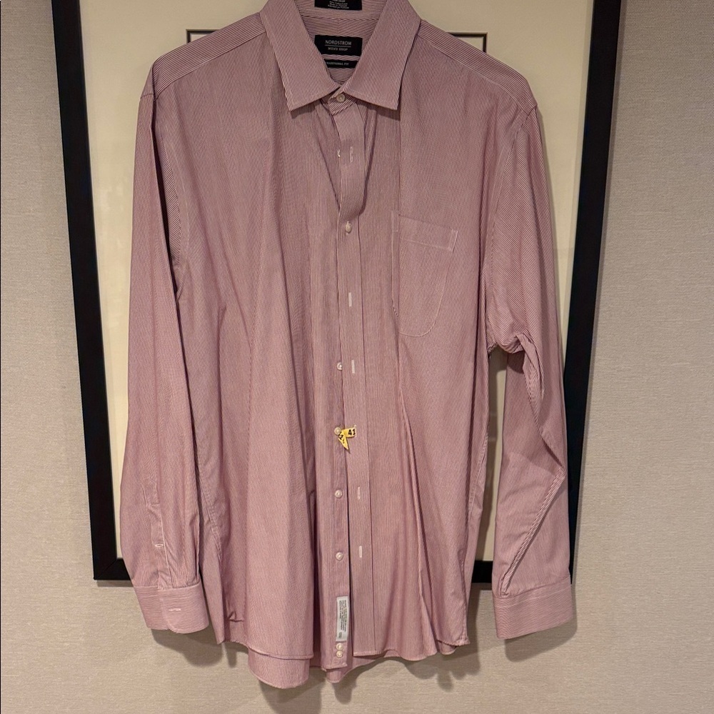 Men's Pink Striped Dress Shirt 17/37 traditional fit